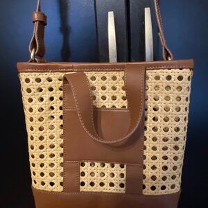 J. Crew Factory Rattan Style Mini Tote / Crossbody Bag / Purse